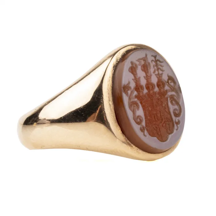 Rings Antique Intaglio Signet Ring Bell Bird Antiques
