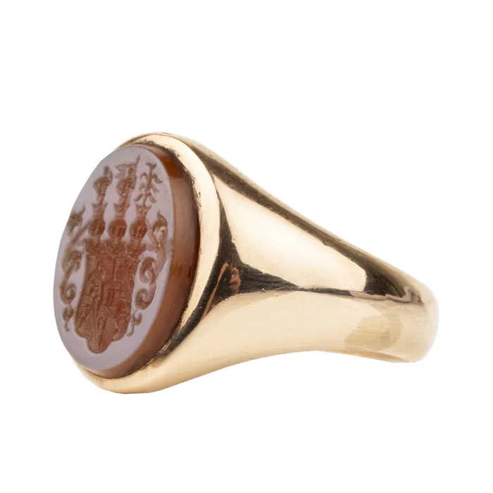 Rings Antique Intaglio Signet Ring Bell Bird Antiques