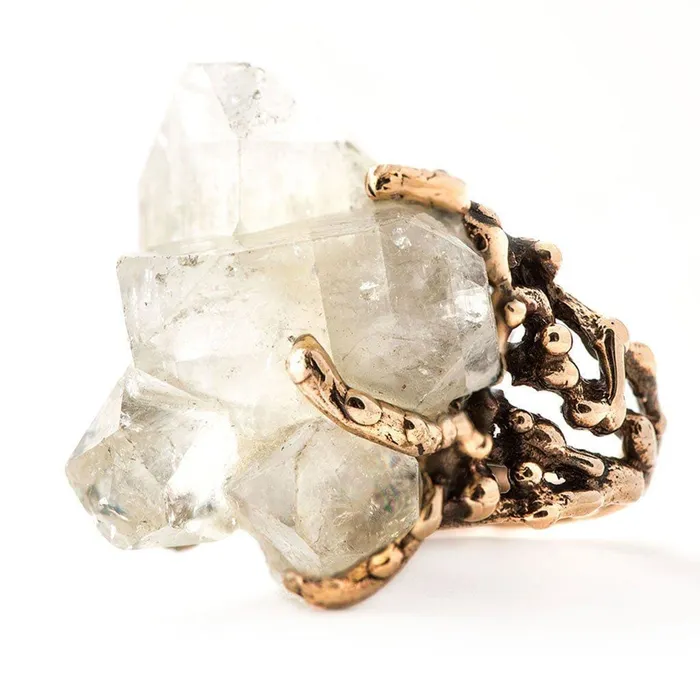 Rings Apophyllite Quartz Ring One of a kind Statement Giardinoblu