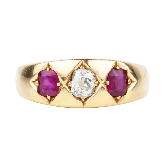 Rings Bell Bird Antiques Edwardian Era ruby and diamond ring