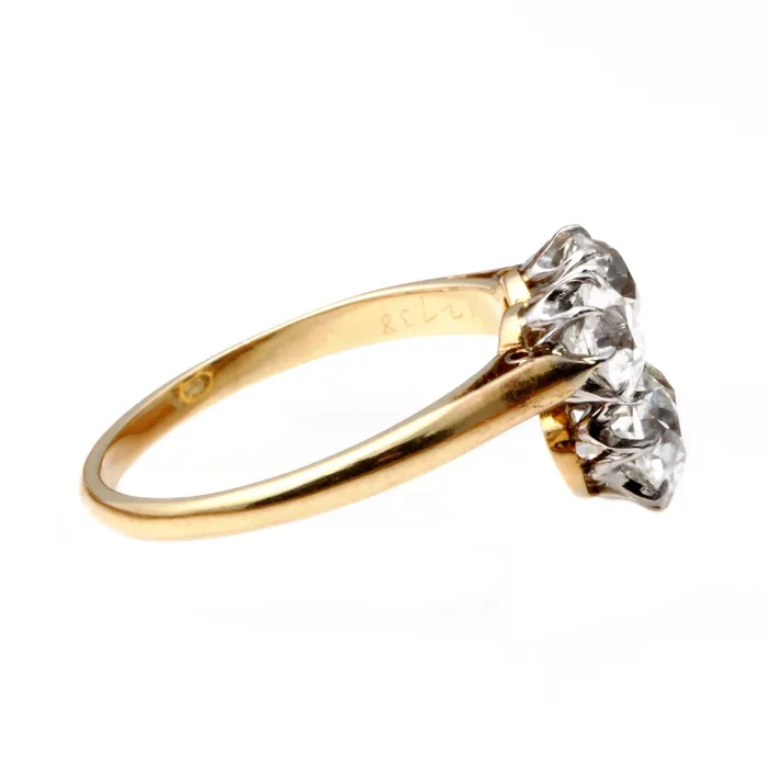 Rings Bell Bird Antiques Edwardian Old Mine Cut ThreeStone Diamond Trefoil Ring
