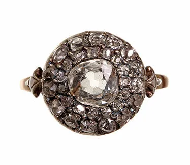 Rings Bell Bird Antiques Georgian Old Mine Cut Diamond Cluster Ring