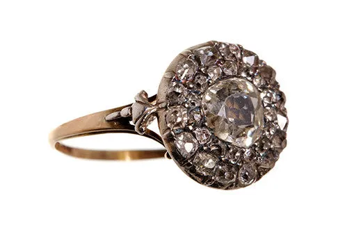 Rings Bell Bird Antiques Georgian Old Mine Cut Diamond Cluster Ring