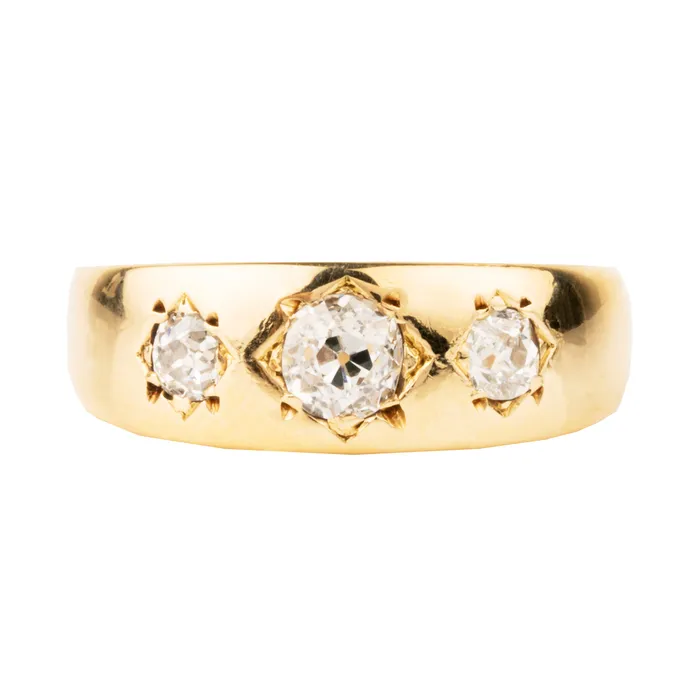 Rings Bell Bird Antiques Late Victorian Era Three Stone Diamond Ring