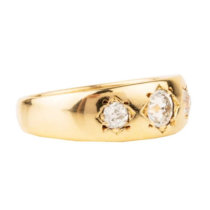 Rings Bell Bird Antiques Late Victorian Era Three Stone Diamond Ring