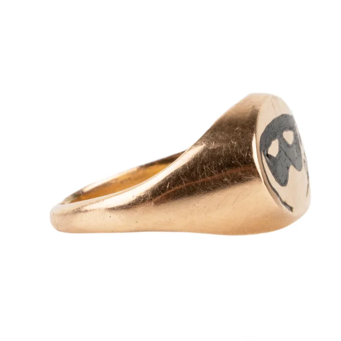 Rings Bell Bird Turn of a Century Gold masquerade Signet ring