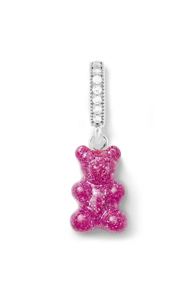 Rings Crystal Haze Jewelry Nostalgia bear Pave connector Silver Plated Magenta