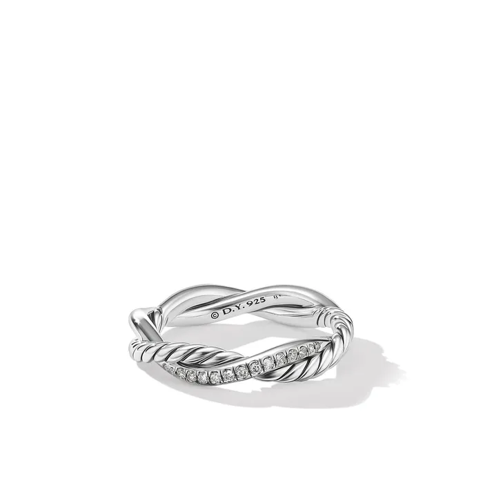 Rings David Yurman Petite Infinity Band Ring in Sterling Silver with Diamonds 4mm Rings David Yurman Petite Infinity Band Ring in Sterling Silver with Diamonds 4mm