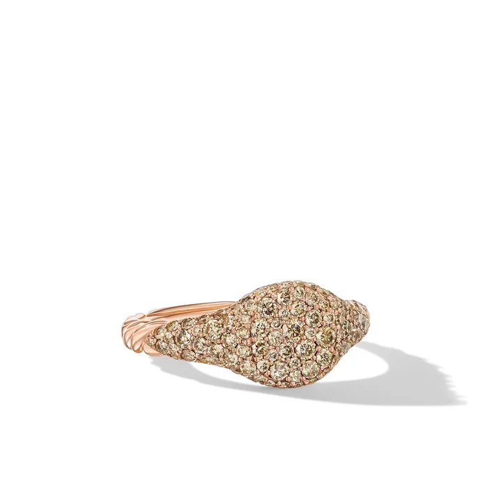 Rings David Yurman Petite Pav Pinky Ring in 18K Rose Gold with Cognac Diamonds 7mm Rings David Yurman Petite Pav Pinky Ring in 18K Rose Gold with Cognac Diamonds 7mm