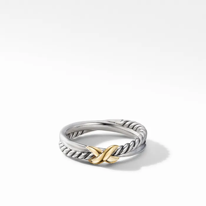 Rings David Yurman Petite X Ring in Sterling Silver with 18K Yellow Gold 4mm Rings David Yurman Petite X Ring in Sterling Silver with 18K Yellow Gold 4mm