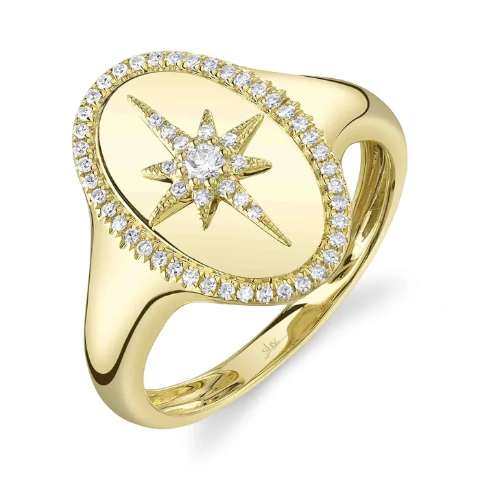 Rings Diamond North Star Oval Signet Ring SHY CREATION