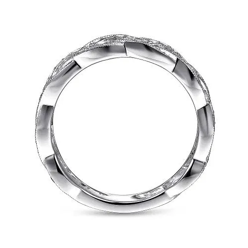 Rings GABRIEL CO 14K White Gold Braided Diamond Stackable Ring