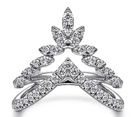 Rings GABRIEL CO 14K White Gold Diamond Chevron Ring