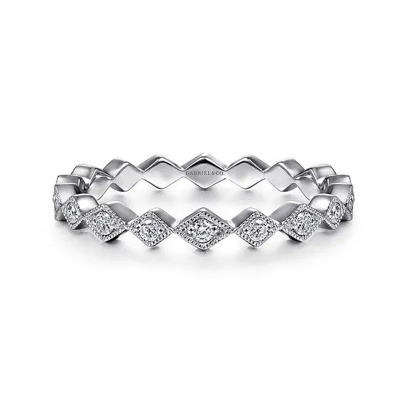 Rings GABRIEL CO 14K White Gold Geometric Diamond Stackable Ring