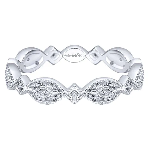 Rings GABRIEL CO 14K White Gold Marquise Station Cluster Diamond Stackable Ring Rings GABRIEL CO 14K White Gold Marquise Station Cluster Diamond Stackable Ring