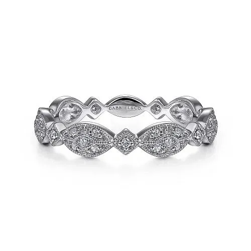 Rings GABRIEL CO 14K White Gold Marquise Station Pave Diamond Stackable Ring Rings GABRIEL CO 14K White Gold Marquise Station Pave Diamond Stackable Ring