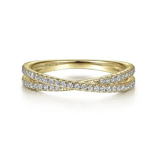 Rings GABRIEL CO 14K Yellow Gold Criss Cross Diamond Stackable Ring