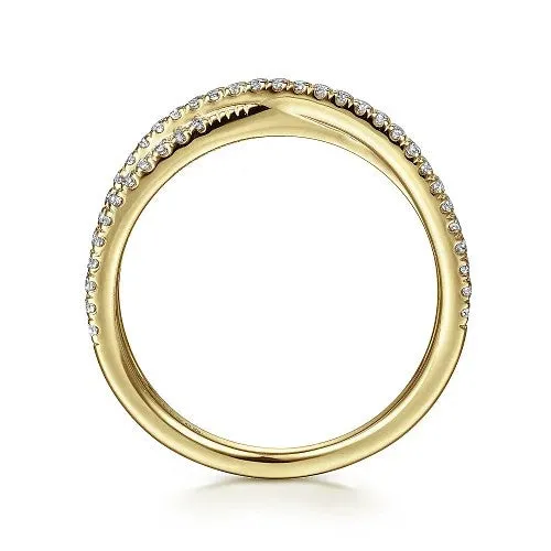 Rings GABRIEL CO 14K Yellow Gold Criss Cross Diamond Stackable Ring