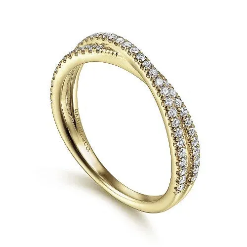 Rings GABRIEL CO 14K Yellow Gold Criss Cross Diamond Stackable Ring
