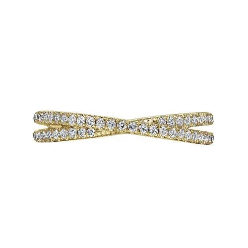 Rings GABRIEL CO 14K Yellow Gold Criss Cross Diamond Stackable Ring
