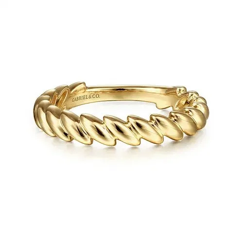 Rings GABRIEL CO 14K Yellow Gold Tilted Leaf Ring
