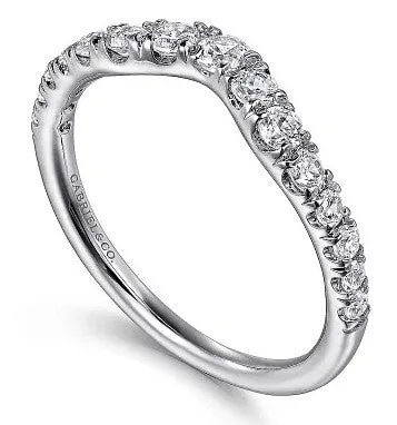 Rings GABRIEL CO Chambery Curved 14K White Gold French Pave Diamond Wedding Band 05 ct Rings GABRIEL CO Chambery Curved 14K White Gold French Pave Diamond Wedding Band 05 ct