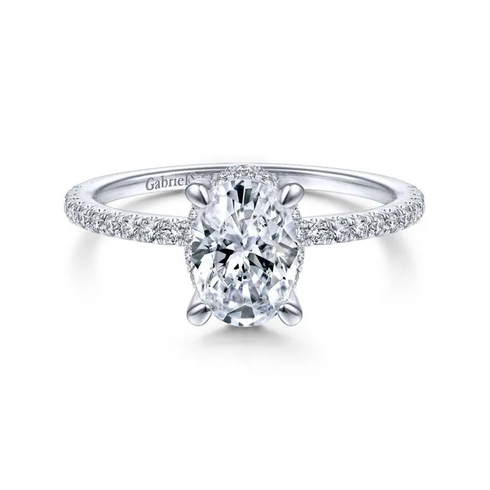 Rings GABRIEL CO Hart 14K White Gold Hidden Halo Oval Diamond Engagement Ring Setting Only Rings GABRIEL CO Hart 14K White Gold Hidden Halo Oval Diamond Engagement Ring Setting Only