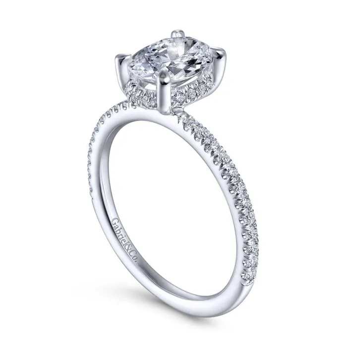 Rings GABRIEL CO Hart 14K White Gold Hidden Halo Oval Diamond Engagement Ring Setting Only Rings GABRIEL CO Hart 14K White Gold Hidden Halo Oval Diamond Engagement Ring Setting Only