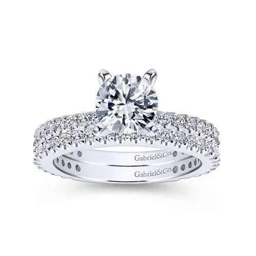 Rings GABRIEL CO Logan 14K White Gold Round Diamond Engagement Ring