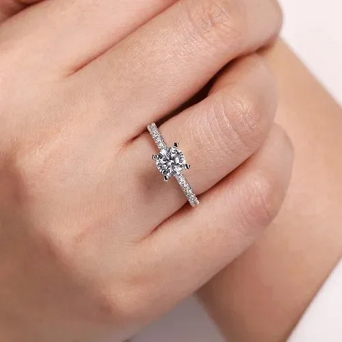 Rings GABRIEL CO Logan 14K White Gold Round Diamond Engagement Ring