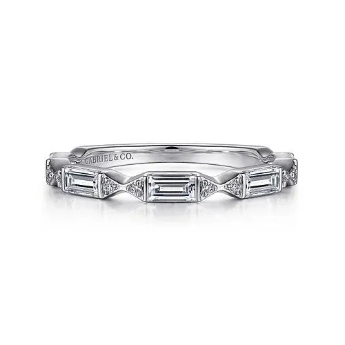 Rings GABRIEL CO Porta 14K White Gold Channel Set Baguette and Round Diamond Anniversary Band 051 ct Rings GABRIEL CO Porta 14K White Gold Channel Set Baguette and Round Diamond Anniversary Band 051 ct