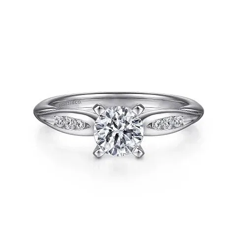 Rings GABRIEL CO Quinn 14K White Gold Round Diamond Channel Set Engagement Ring Setting only center stone not included Rings GABRIEL CO Quinn 14K White Gold Round Diamond Channel Set Engagement Ring Setting only center stone not included