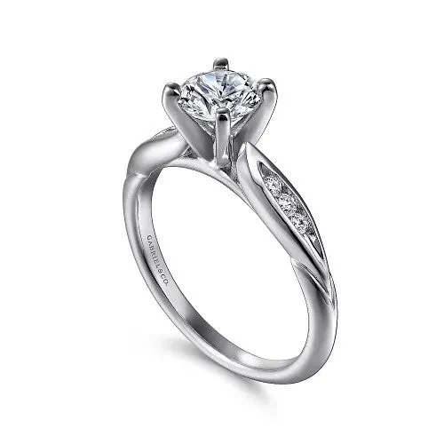 Rings GABRIEL CO Quinn 14K White Gold Round Diamond Channel Set Engagement Ring Setting only center stone not included Rings GABRIEL CO Quinn 14K White Gold Round Diamond Channel Set Engagement Ring Setting only center stone not included