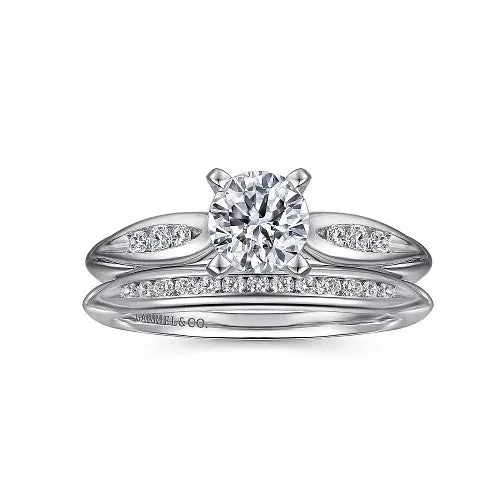 Rings GABRIEL CO Quinn 14K White Gold Round Diamond Channel Set Engagement Ring Setting only center stone not included Rings GABRIEL CO Quinn 14K White Gold Round Diamond Channel Set Engagement Ring Setting only center stone not included