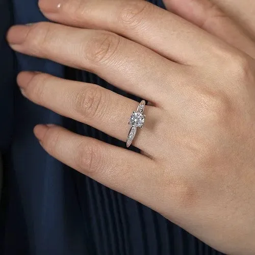 Rings GABRIEL CO Quinn 14K White Gold Round Diamond Channel Set Engagement Ring Setting only center stone not included Rings GABRIEL CO Quinn 14K White Gold Round Diamond Channel Set Engagement Ring Setting only center stone not included