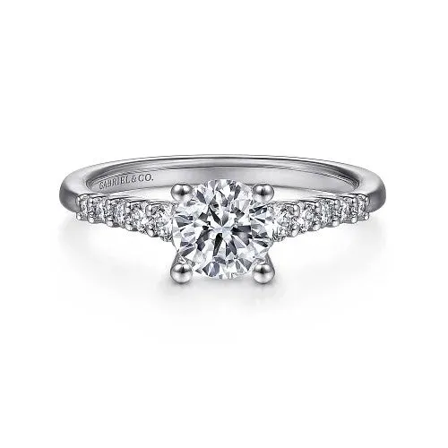 Rings GABRIEL CO Reed 14K White Gold Round Diamond Engagement Ring Setting Only