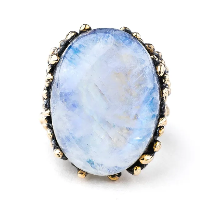 Rings Giardinoblu Rainbow Moonstone Ring White Labradorite One of a Kind 