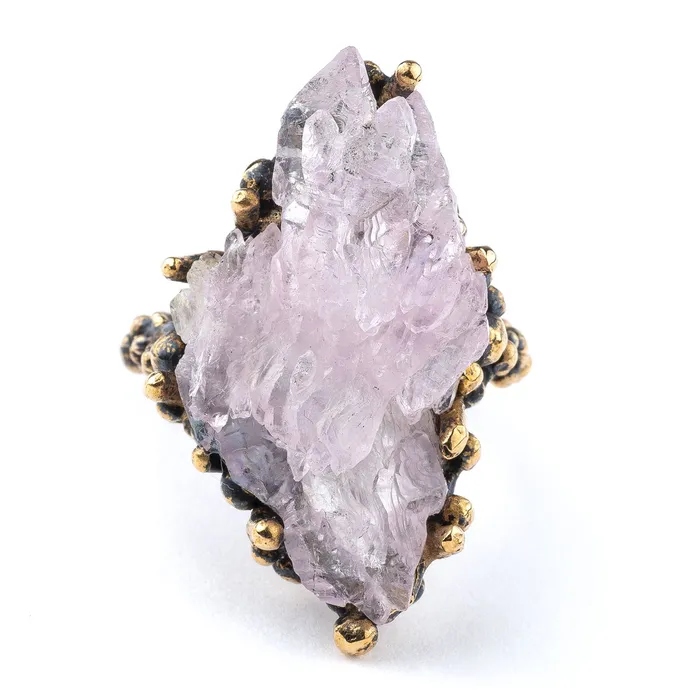 Rings Giardinoblu Rose Quartz Crystal Band Ring Unique Piece