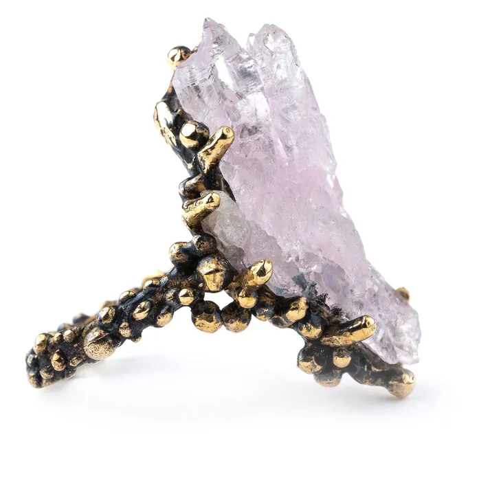 Rings Giardinoblu Rose Quartz Crystal Band Ring Unique Piece
