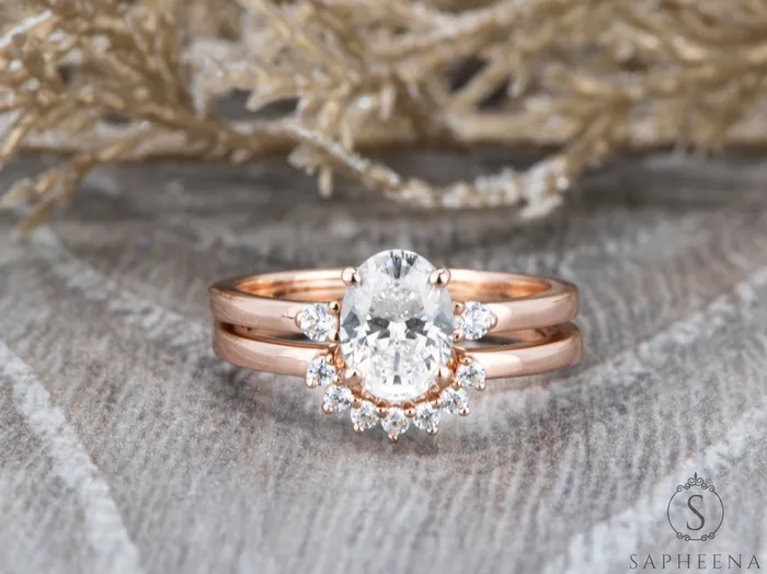 Rings Isla Three Stone 10 Ct Oval Cut Bridal Set Sapheena Jewelry