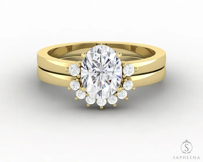 Rings Isla Three Stone 10 Ct Oval Cut Bridal Set Sapheena Jewelry