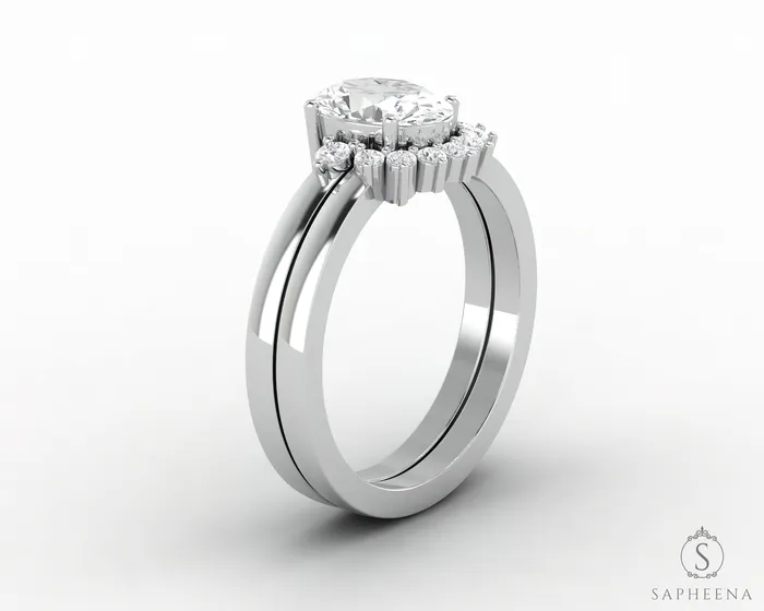 Rings Isla Three Stone 10 Ct Oval Cut Bridal Set Sapheena Jewelry