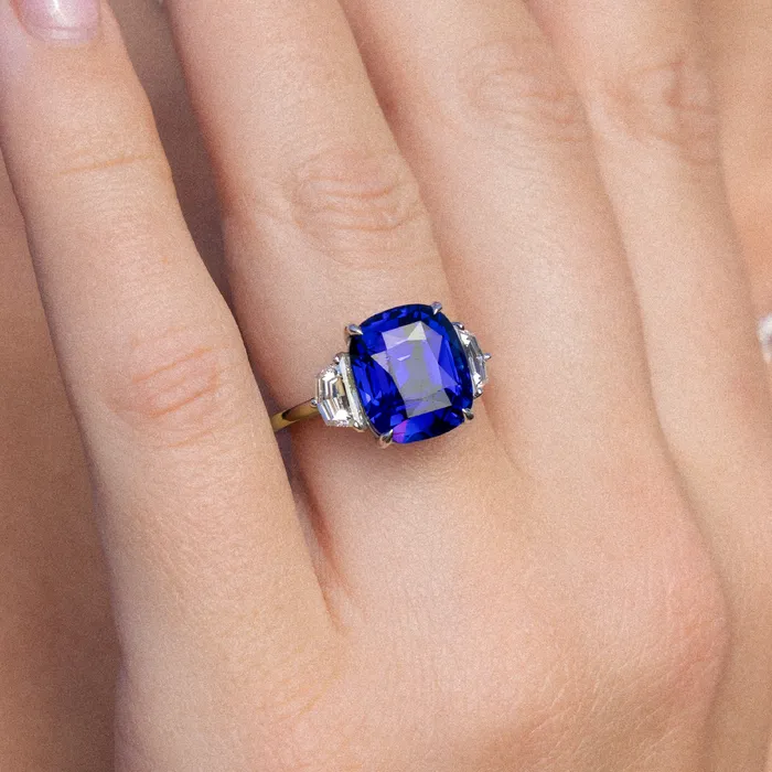 Rings Polachecks Collection Blue Sapphire Diamond Ring
