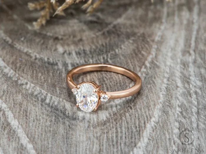 Rings Sapheena Jewelry Isla Three Stone 12 Ct Oval Cut Engagement Ring