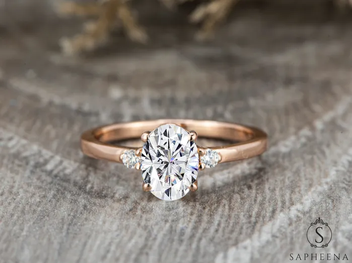 Rings Sapheena Jewelry Isla Three Stone 12 Ct Oval Cut Engagement Ring