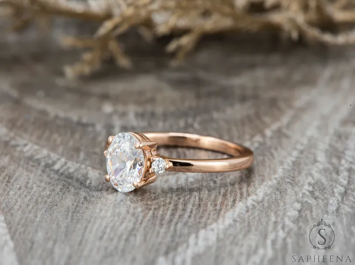 Rings Sapheena Jewelry Isla Three Stone 12 Ct Oval Cut Engagement Ring