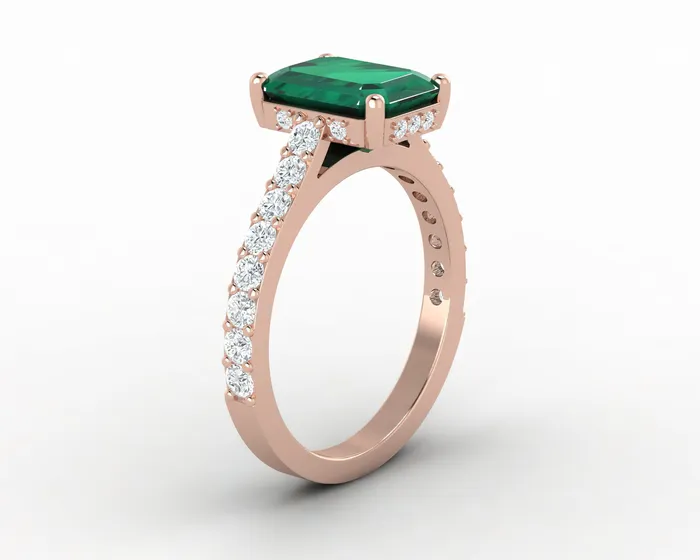 Rings Sapheena Jewelry Luna 22 Ct Green Emerald Solitaire Emerald Cut Engagement Ring With Side Stones
