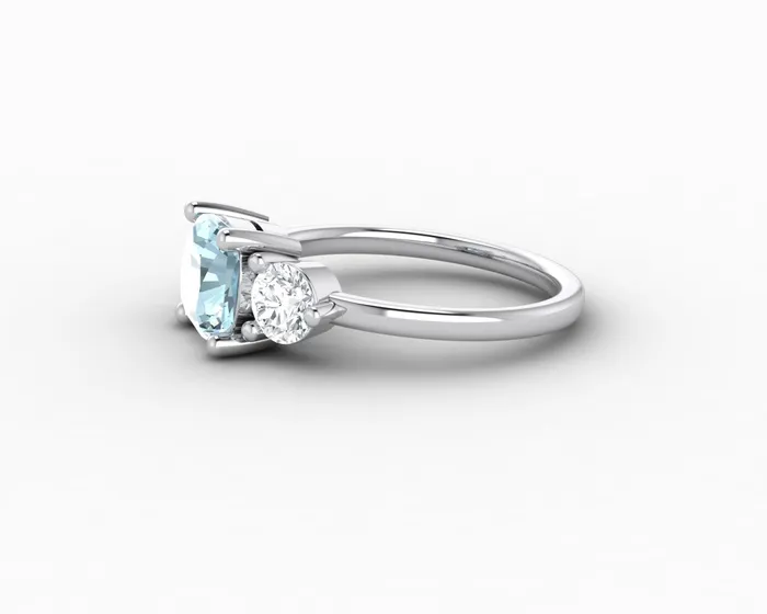 Rings Sapheena Jewelry Orion Three Stone 15ct Cushion Cut Natural Aquamarine Engagement Ring