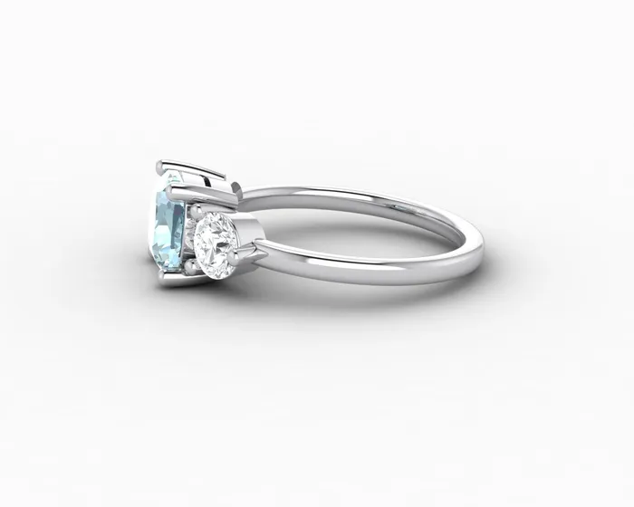 Rings Sapheena Jewelry Orion Three Stone 15ct Cushion Cut Natural Aquamarine Engagement Ring
