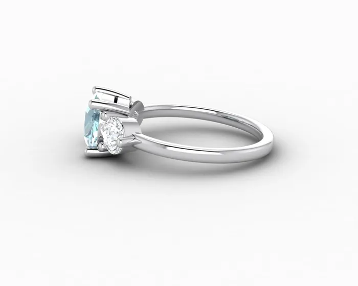 Rings Sapheena Jewelry Orion Three Stone 15ct Cushion Cut Natural Aquamarine Engagement Ring